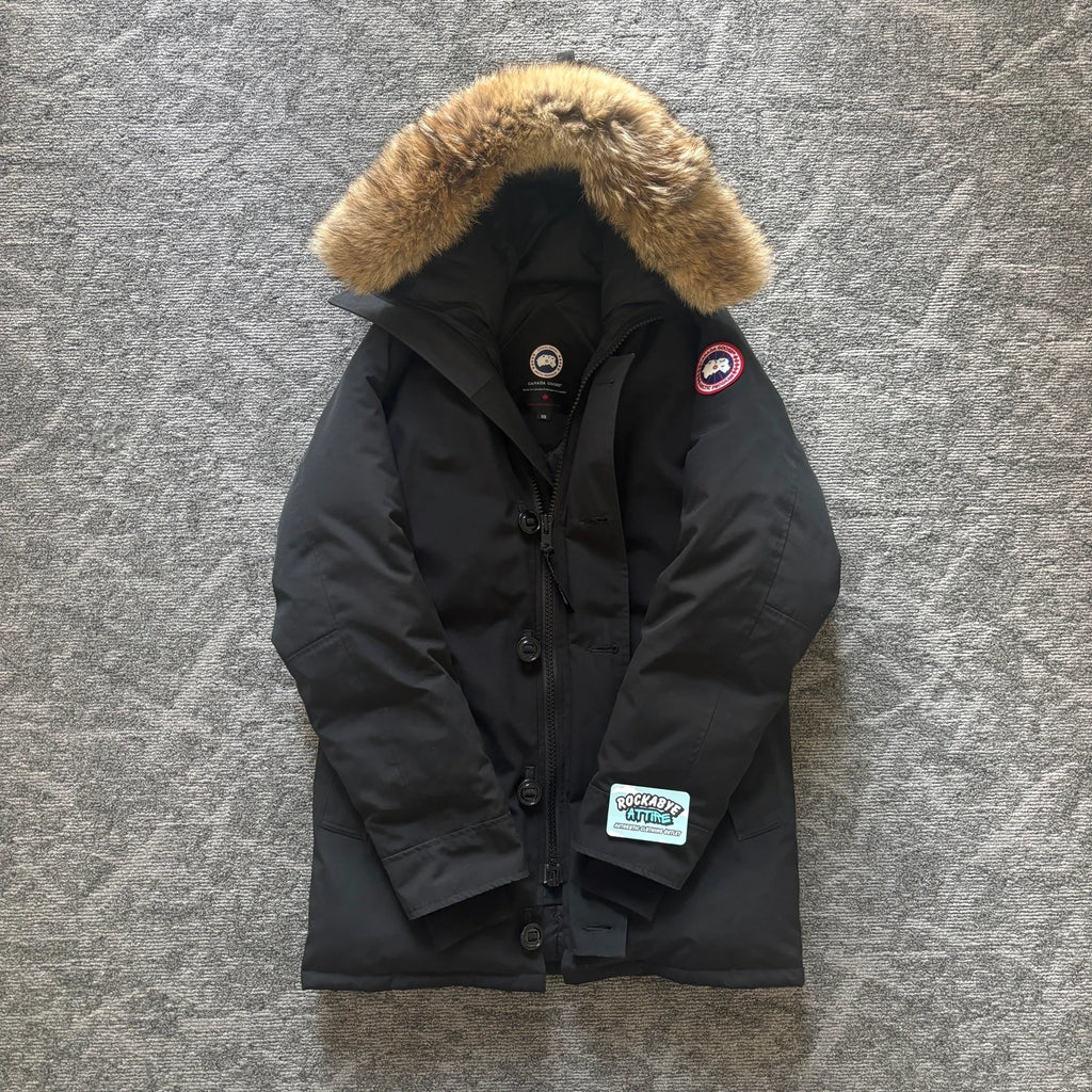 Canada Goose mens black chateau parka down coat size medium
