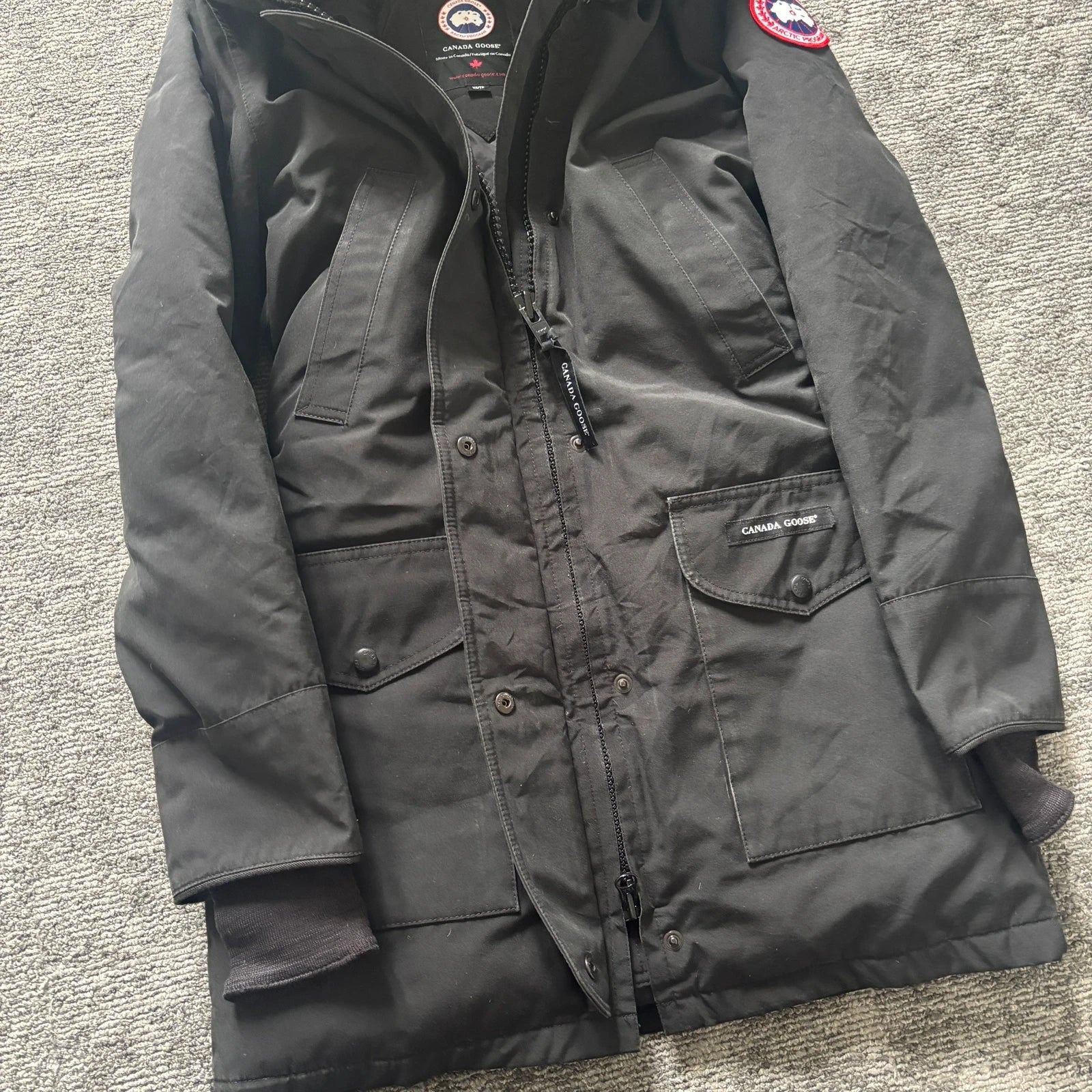 Canada Goose womens black trillium parka down coat in size xs