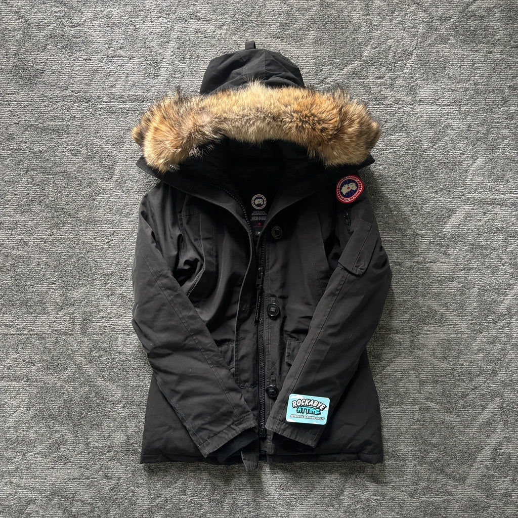 Canada Goose womens black montebello parka down coat in size small