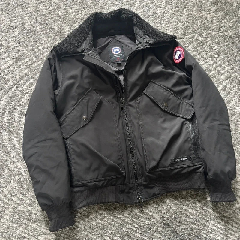 Canada Goose mens black bromley winter parka down coat in size large